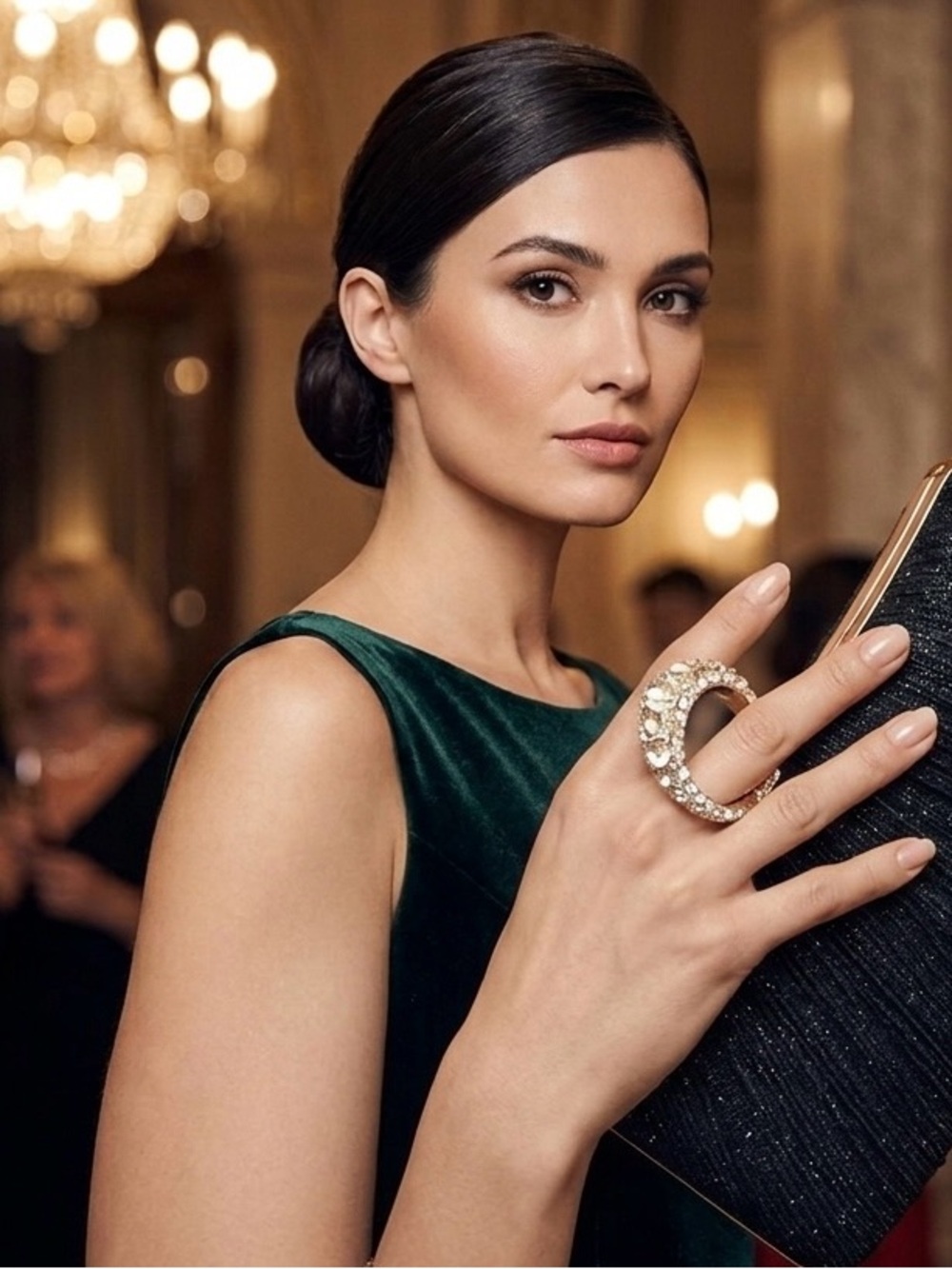 Emerald Green Velvet Evening Dress